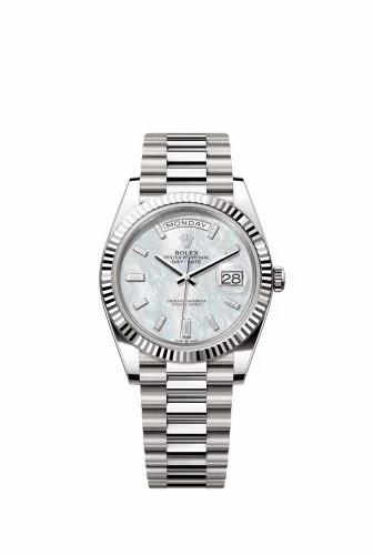 Rolex Day-Date 40 White Gold / MOP - Baguette 228239-0078 (m228239-0078)